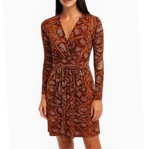 Altuzarra Snakeskin Print Long Sleeve  Midi Faux Wrap Dress Sized 8 Women